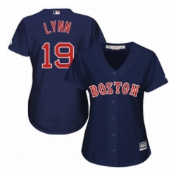 Womens Majestic Boston Red Sox 19 Fred Lynn Authentic Navy Blue Alternate Road MLB Jersey