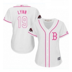 Womens Majestic Boston Red Sox 19 Fred Lynn Authentic White Fashion 2018 World Series Champions MLB Jersey