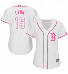 Womens Majestic Boston Red Sox 19 Fred Lynn Authentic White Fashion MLB Jersey
