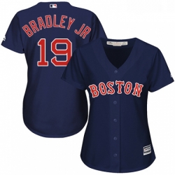 Womens Majestic Boston Red Sox 19 Jackie Bradley Jr Replica Navy Blue Alternate Road MLB Jersey 