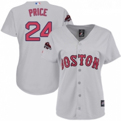 Womens Majestic Boston Red Sox 24 David Price Authentic Grey Road 2018 World Series Champions MLB Jersey