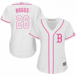 Womens Majestic Boston Red Sox 26 Wade Boggs Authentic White Fashion MLB Jersey