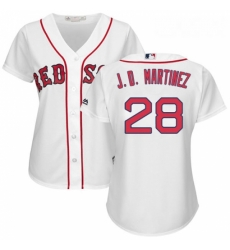 Womens Majestic Boston Red Sox 28 J D Martinez Authentic White Home MLB Jersey 