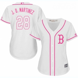 Womens Majestic Boston Red Sox 28 J D Martinez Replica White Fashion MLB Jersey 