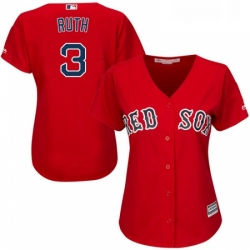 Womens Majestic Boston Red Sox 3 Babe Ruth Authentic Red Alternate Home MLB Jersey