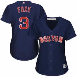 Womens Majestic Boston Red Sox 3 Jimmie Foxx Replica Navy Blue Alternate Road MLB Jersey