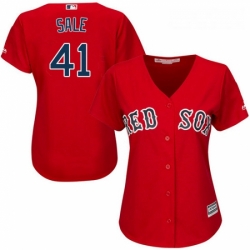 Womens Majestic Boston Red Sox 41 Chris Sale Authentic Red Alternate Home MLB Jersey