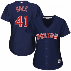 Womens Majestic Boston Red Sox 41 Chris Sale Replica Navy Blue Alternate Road MLB Jersey