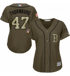 Womens Majestic Boston Red Sox 47 Tyler Thornburg Replica Green Salute to Service MLB Jersey