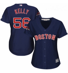 Womens Majestic Boston Red Sox 56 Joe Kelly Authentic Navy Blue Alternate Road 2018 World Series Champions MLB Jersey