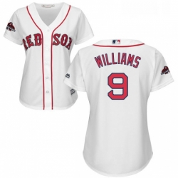 Womens Majestic Boston Red Sox 9 Ted Williams Authentic White Home 2018 World Series Champions MLB Jersey