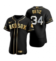 Youth Boston Red Sox 34 David Ortiz Black Gold Flex Base Stitched Baseball Jersey