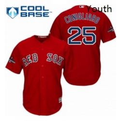 Youth Majestic Boston Red Sox 25 Tony Conigliaro Authentic Red Alternate Home Cool Base 2018 World Series Champions MLB Jersey 