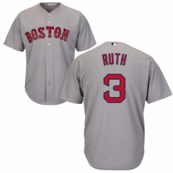 Youth Majestic Boston Red Sox 3 Babe Ruth Replica Grey Road Cool Base MLB Jersey