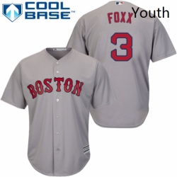 Youth Majestic Boston Red Sox 3 Jimmie Foxx Replica Grey Road Cool Base MLB Jersey