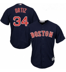 Youth Majestic Boston Red Sox 34 David Ortiz Replica Navy Blue Alternate Road Cool Base MLB Jersey