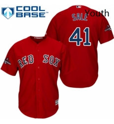 Youth Majestic Boston Red Sox 41 Chris Sale Authentic Red Alternate Home Cool Base 2018 World Series Champions MLB Jersey