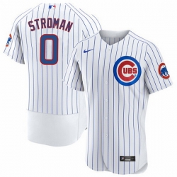 Men Chicago Cubs 0 Marcus Stroman White Flex Base Stitched Jerse