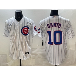 Men Chicago Cubs  10 Ron Santo White Cool Base Stitched Baseball Jersey
