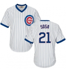 Men Chicago Cubs 21 Sammy Sosa White Cooperstown Stitched Baseball Jersey Men Chicago Cubs 21 Sammy Sosa White Cooperstown Stitched Baseball Jersey