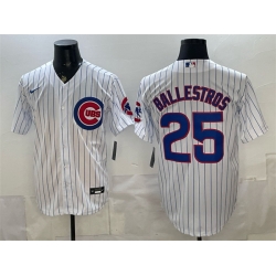 Men Chicago Cubs  25 Mois%C3%A9s Ballesteros White Cool Base Stitched Baseball Jersey