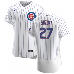 Men Chicago Cubs #27 Seiya Suzuki Men Nike White Home 2020 Flex Base Player Jersey