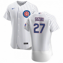 Men Chicago Cubs 27 Seiya Suzuki White Flex Base Stitched jersey