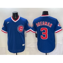 Men Chicago Cubs  3 Alex Bregman Royal 150th Anniversary Throwback Vapor Limited Stitched Baseball Jersey