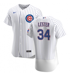 Men Chicago Cubs 34 Jon Lester Men Nike White Home 2020 Flex Base Player Jersey