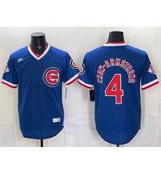 Men Chicago Cubs 4 Pete Crow Armstrong Royal 150th Anniversary Throwback Vapor Limited Stitched Baseball Jersey Men Chicago Cubs 4 Pete Crow Armstrong Royal 150th Anniversary Throwback Vapor Limited Stitched Baseball Jersey