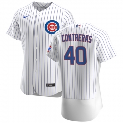 Men Chicago Cubs 40 Willson Contreras Men Nike White Home 2020 Flex Base Player Jersey