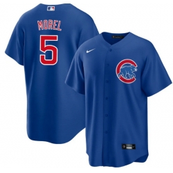 Men Chicago Cubs 5 Christopher Morel Chicago Blue Cool Base Stitched Baseball Jersey