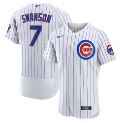 Men Chicago Cubs 7 Dansby Swanson White Stitched Baseball Jersey