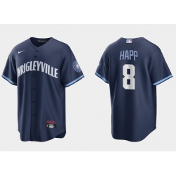 Men Chicago Cubs 8 Ian Happ Navy City Connect Cool Base Stitched Baseball Jersey