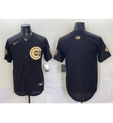 Men Chicago Cubs Blank Black Gold 150th Anniversary Patch Stitched Baseball Jersey