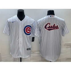 Men Chicago Cubs White Team Big Logo Cool Base Stitched Jersey