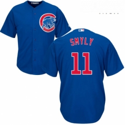 Mens Majestic Chicago Cubs 11 Drew Smyly Replica Royal Blue Alternate Cool Base MLB Jersey 