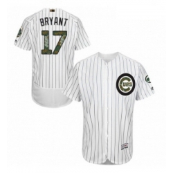 Mens Majestic Chicago Cubs 17 Kris Bryant Authentic White 2016 Memorial Day Fashion Flex Base MLB Jersey