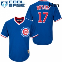 Mens Majestic Chicago Cubs 17 Kris Bryant Replica Royal Blue Cooperstown MLB Jersey