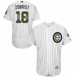 Mens Majestic Chicago Cubs 18 Ben Zobrist Authentic White 2016 Memorial Day Fashion Flex Base MLB Jersey