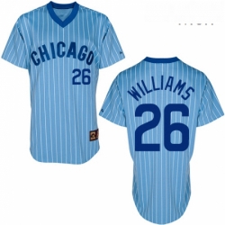 Mens Majestic Chicago Cubs 26 Billy Williams Replica BlueWhite Strip Cooperstown Throwback MLB Jersey