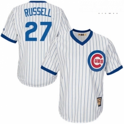 Mens Majestic Chicago Cubs 27 Addison Russell Authentic White Home Cooperstown MLB Jersey