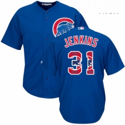 Mens Majestic Chicago Cubs 31 Fergie Jenkins Authentic Royal Blue Team Logo Fashion Cool Base MLB Jersey