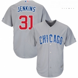 Mens Majestic Chicago Cubs 31 Fergie Jenkins Replica Grey Road Cool Base MLB Jersey