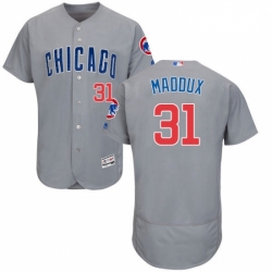 Mens Majestic Chicago Cubs 31 Greg Maddux Grey Road Flex Base Authentic Collection MLB Jersey