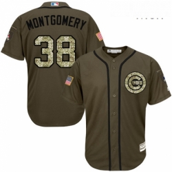 Mens Majestic Chicago Cubs 38 Mike Montgomery Authentic Green Salute to Service MLB Jersey