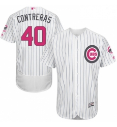 Mens Majestic Chicago Cubs 40 Willson Contreras Authentic White 2016 Mothers Day Fashion Flex Base MLB Jersey
