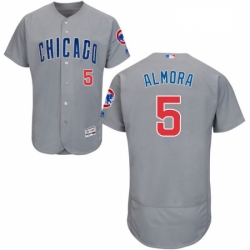 Mens Majestic Chicago Cubs 5 Albert Almora Jr Grey Road Flexbase Authentic Collection MLB Jersey