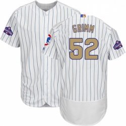 Mens Majestic Chicago Cubs 52 Justin Grimm Authentic White 2017 Gold Program Flex Base MLB Jersey