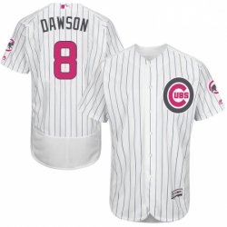 Mens Majestic Chicago Cubs 8 Andre Dawson Authentic White 2016 Mothers Day Fashion Flex Base MLB Jersey